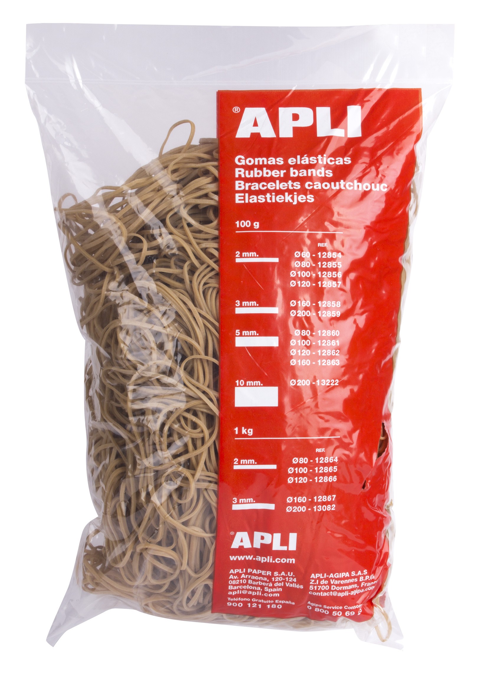 Apli Elastici Ø 80 x 2mm - Contenuto 1kg - Grande Elasticità e Ottima Resistenza - 70% Gomma Naturale