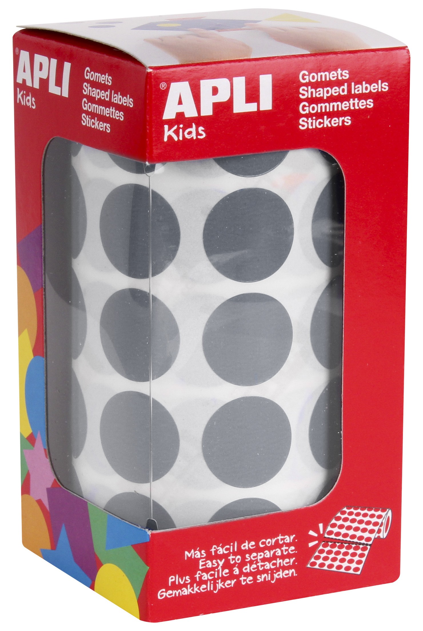 Apli Gomet Rotondi Grigi Ø 20mm - 59 Fogli Pretagliati - 1770 Gomet per Rotolo - Sviluppa Abilità e Capacità - Conforme agli Standard EN-71 e FSC