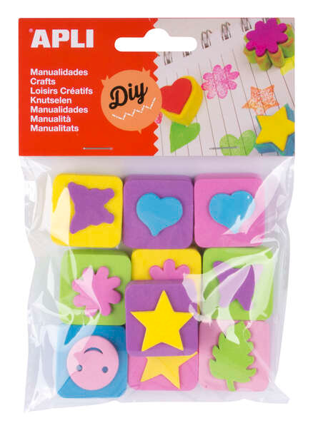 Timbri in gomma Apli Mini Eva - 10 unità - Ideali per lavori artigianali e decorazioni