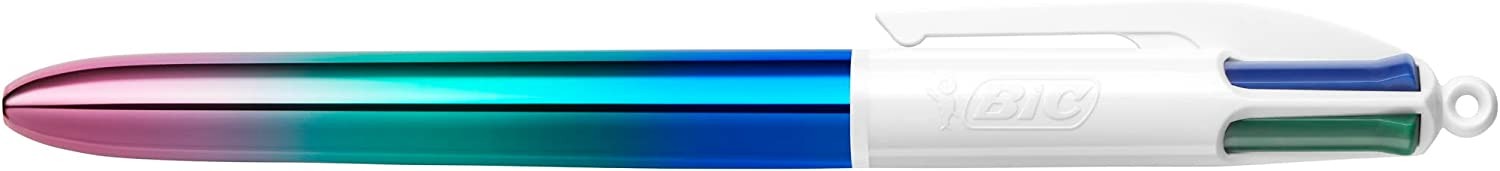 Espositore Bic a gradiente a 4 colori da 30 penne a sfera retrattili - Punta media da 10 mm - Inchiostro a base di olio - Corpo bianco/gradiente tricolore - 4 colori