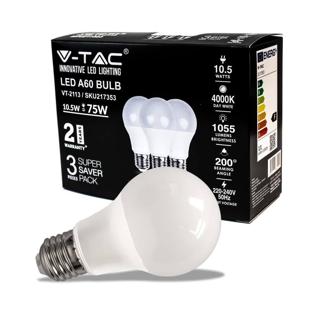V-TAC Lampadina LED E27 105W 100LM/W A60 4000K (Box 3 pezzi)