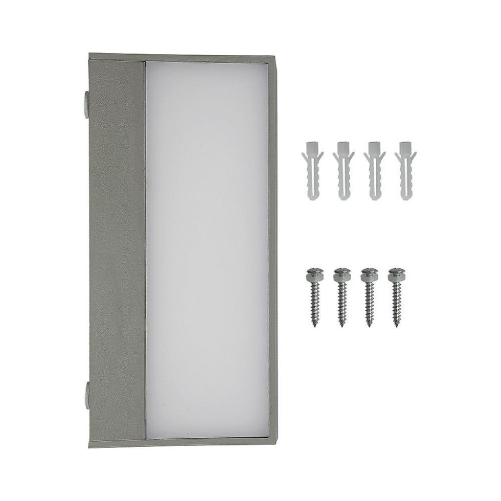 V-TAC Lampada LED da Muro Rettangolare 9W Doppio Fascio Luminoso Colore Grigio 3000K IP65
