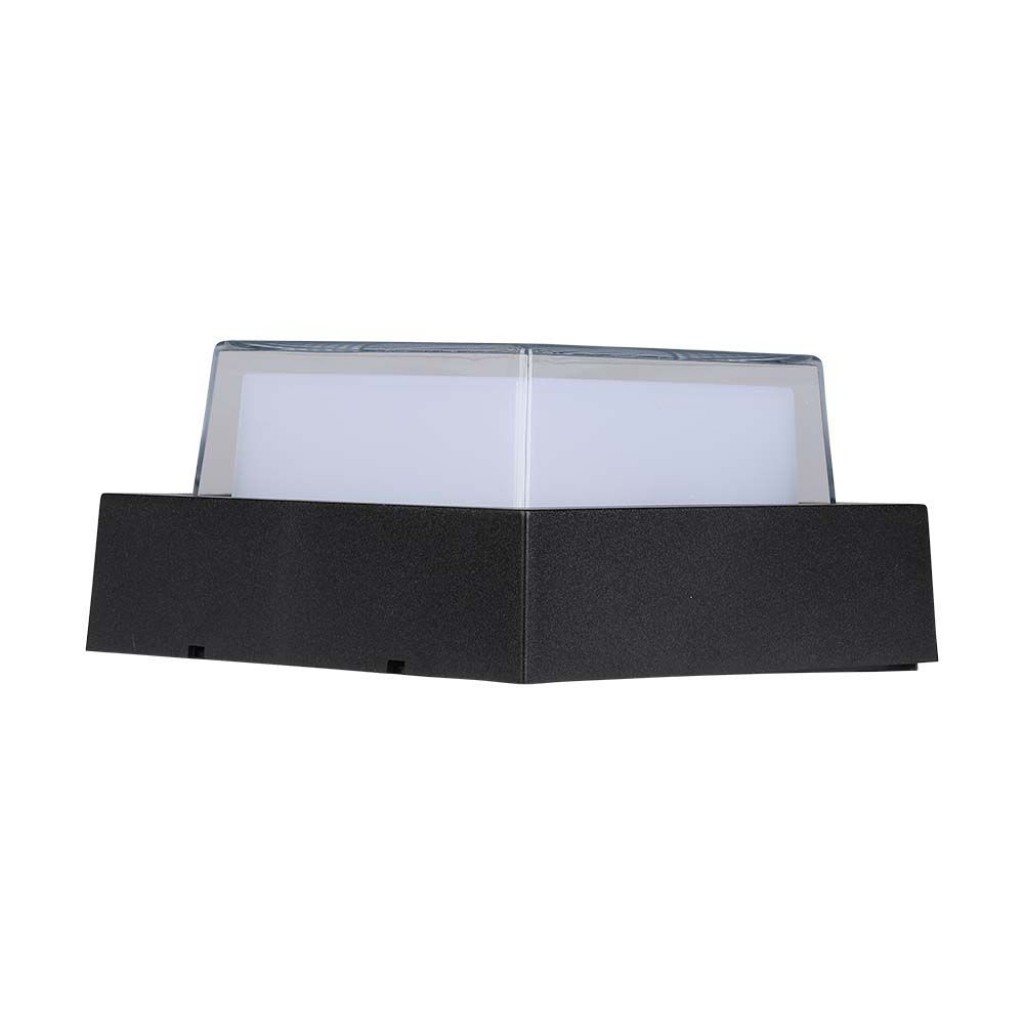 V-TAC Lampada LED da Muro Quadrata con Diffusore Semicoperto 7W Colore Nero 3000K IP65