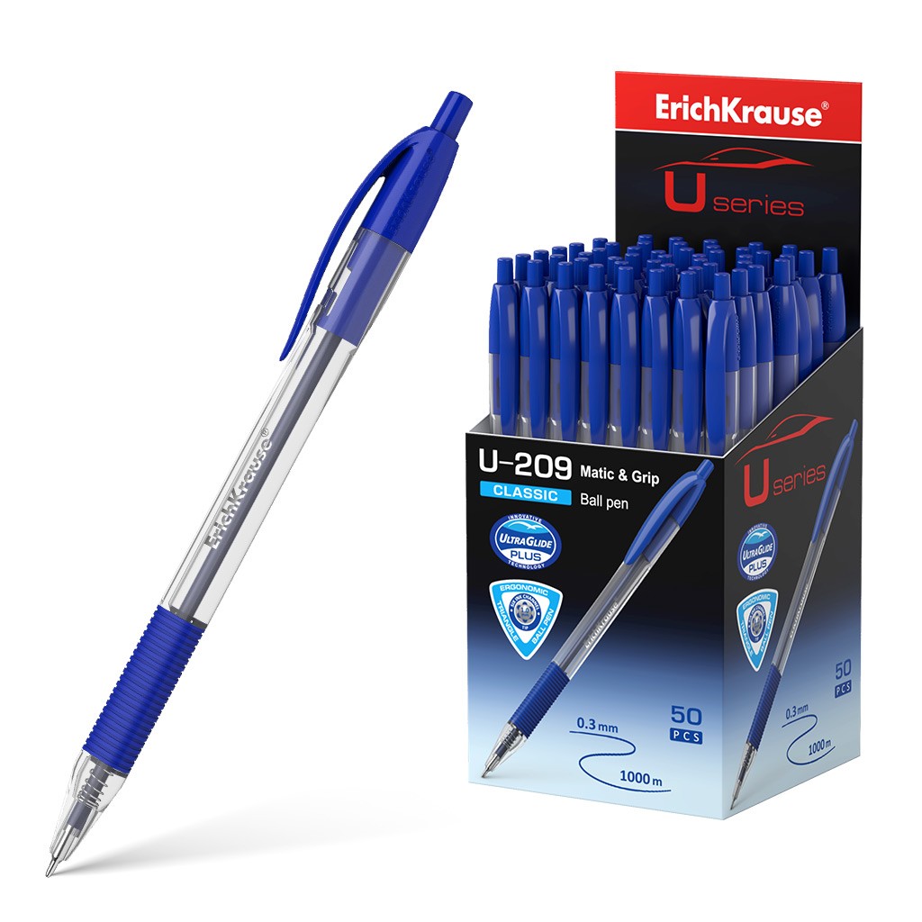 Penna automatica Erichkrause U-209 Classic Matic&Grip - Tecnologia Ultra Glide - Inchiostro blu