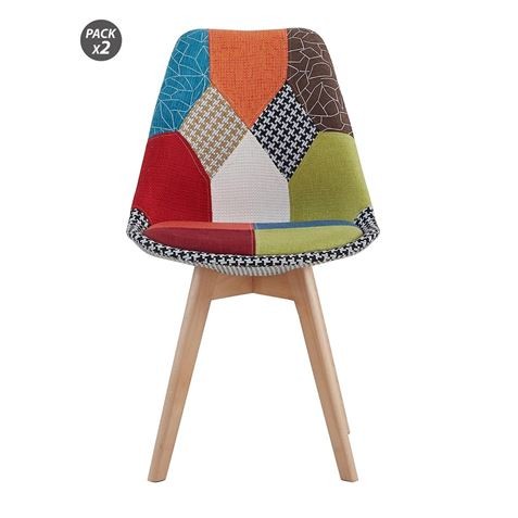 Muvip Pack 2 Sedie Design D400 - Tessuto Patchwork