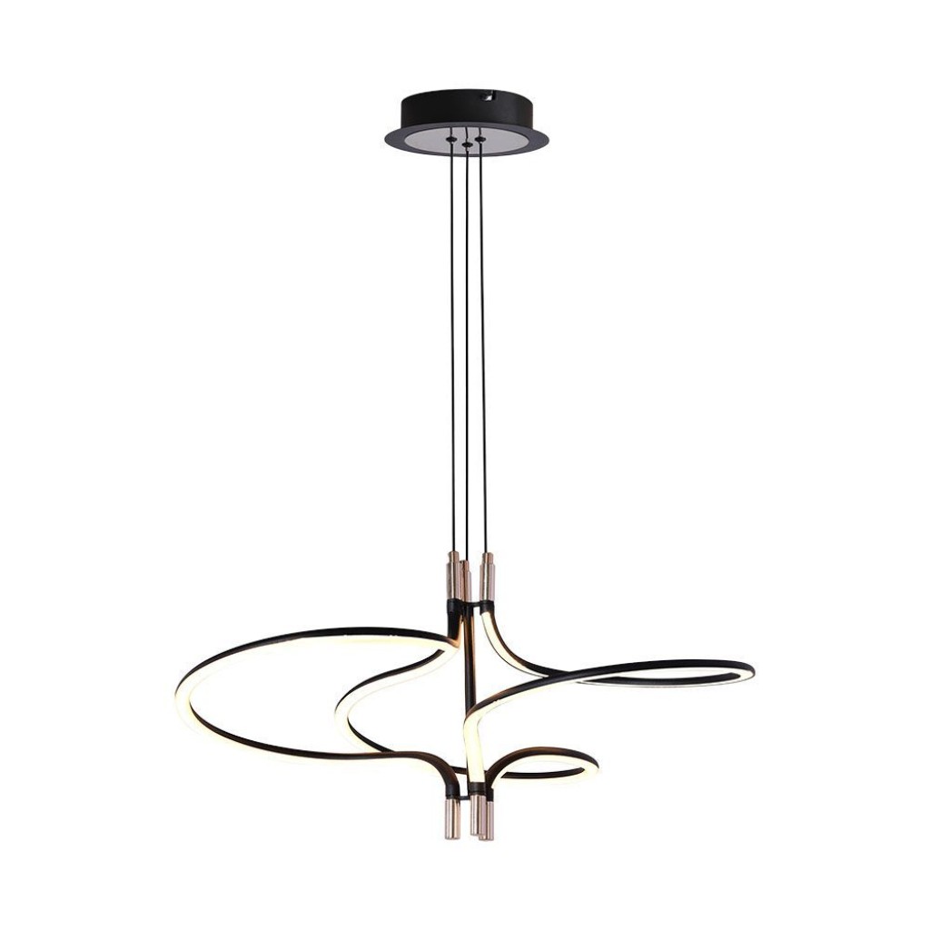 V-TAC Lampadario LED a Sospensione 30W dal Design Moderno in Metallo Colore Nero e Oro H1200x560mm 3000K