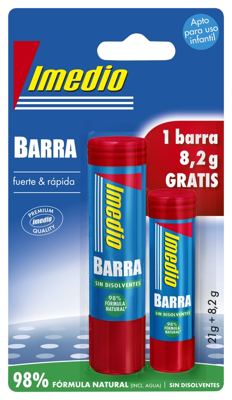 Imedio Confezione da 2 Colla Stick 1x 21gr + 1x 82gr - Senza Solventi - Lavabile - Adatta per Uso Scolastico