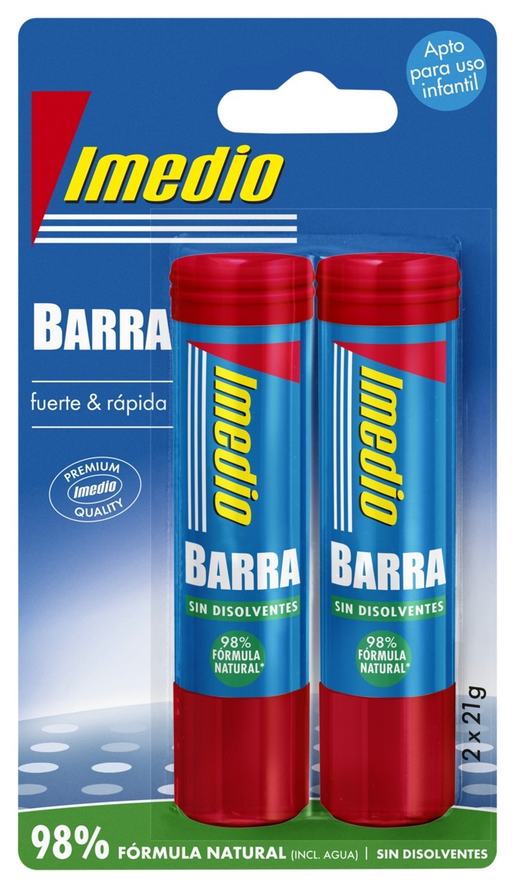 Imedio Confezione da 2 Colla Stick da 21gr - Senza Solventi - Lavabile - Adatta per Uso Scolastico