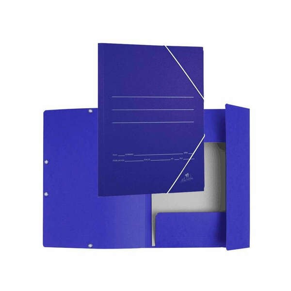 Cartella Mariola in Cartoncino con Alette Folio 500gr/m2 - Misure 34x25x1cm - Chiusura con Gomma Elastica - Colore Blu Opaco