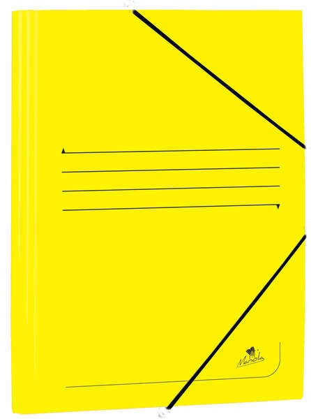 Cartella Mariola in Cartoncino Patinato con Alette Folio 500gr/m2 - Misure 34x25x1cm - Chiusura con Gomma Elastica - Colore Giallo