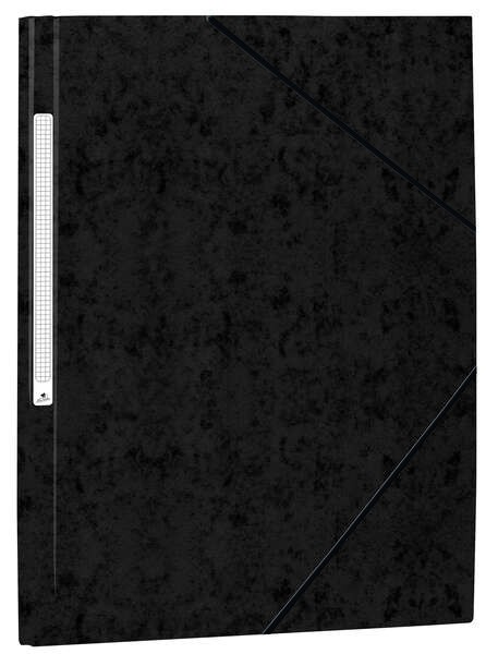 Mariola Simil Cartella in Cartoncino Prespan con Etichetta sul Dorso Folio 500gr/m2 - Misure 34x25cm - Chiusura con Gomma Elastica - Colore Nero