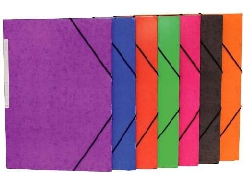 Mariola Simil Cartella in Cartoncino Prespan con Etichetta sul Dorso Folio 500gr/m2 - Misure 34x25cm - Chiusura con Gomma Elastica - Colori Assortiti