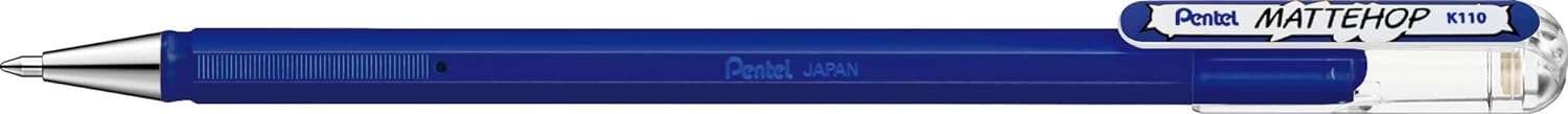 Pentel Mattehop Penna a sfera - Punta da 1 mm - Corsa da 05 mm - Inchiostro gel opaco - Realizzata con il 55% di materiali riciclati - Colore blu