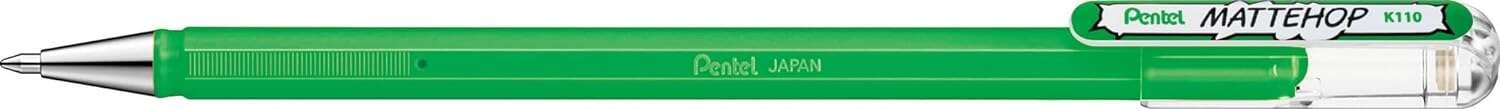 Pentel Mattehop Penna a sfera - Punta da 1 mm - Corsa da 05 mm - Inchiostro gel opaco - Realizzata con il 55% di materiali riciclati - Colore verde