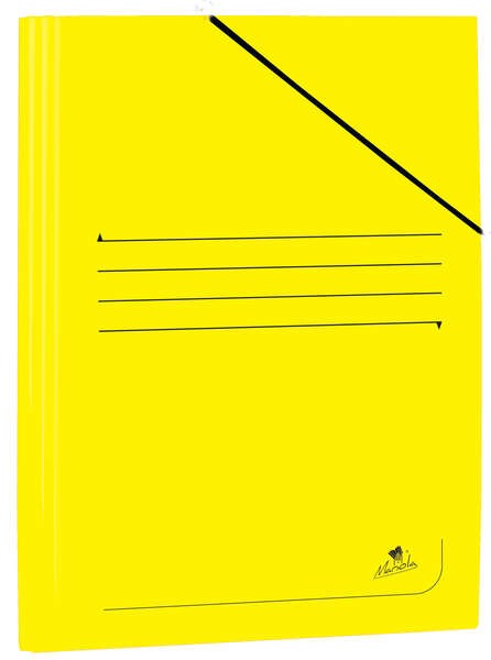 Cartella Mariola Folio in Cartoncino Laminato 500gr/m2 - Misure 34x25cm - Chiusura con Gomma Elastica - Colore Giallo