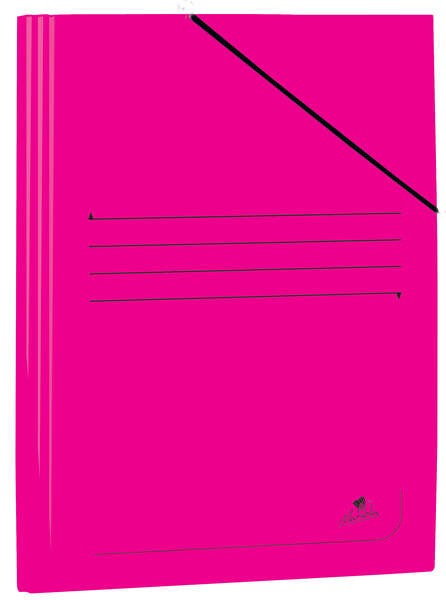 Cartella Mariola Folio in Cartoncino Laminato 500gr/m2 - Misure 34x25cm - Chiusura con Gomma Elastica - Colore Fucsia