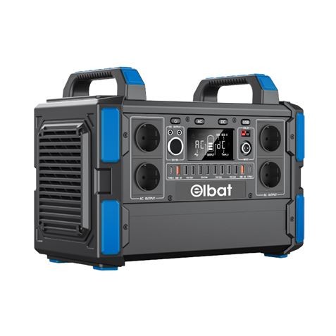 Generatore di corrente portatile Elbat - 1000 W - Batteria al litio 327.600 mAh - Funzione BMS - Ricarica con pannello solare - Include adattatore CA