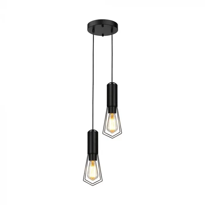 2Xe27 Decorative Hanging Lamp (D200*H25Mm) Matt Black