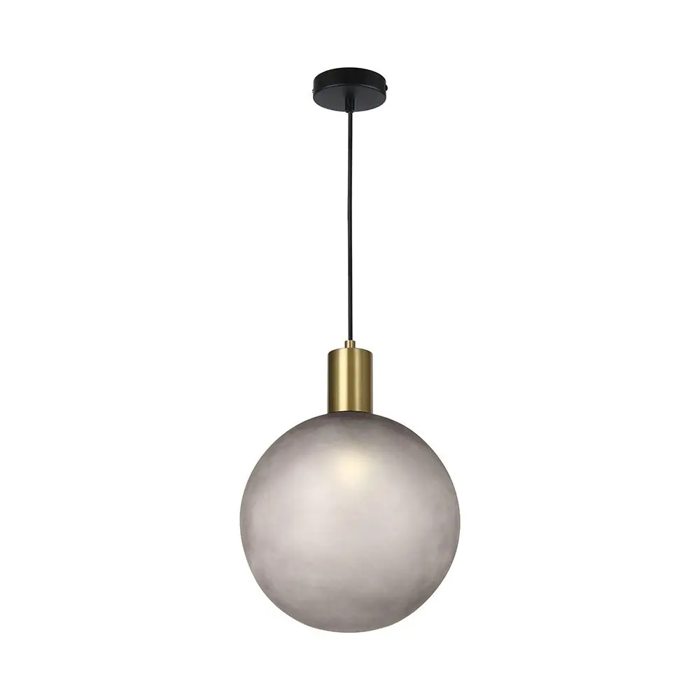 E27 Decorative Hanging Lamp (D100*H25Mm) Brished Brass+Smokey Grey