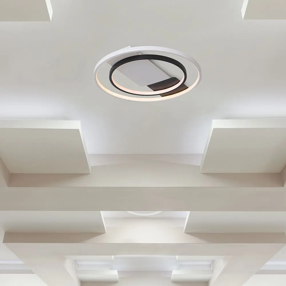 36W Led Decorative Ceiling Lamp (?505*50Mm) Cct:3In1 White+Black With Ir Remote Control