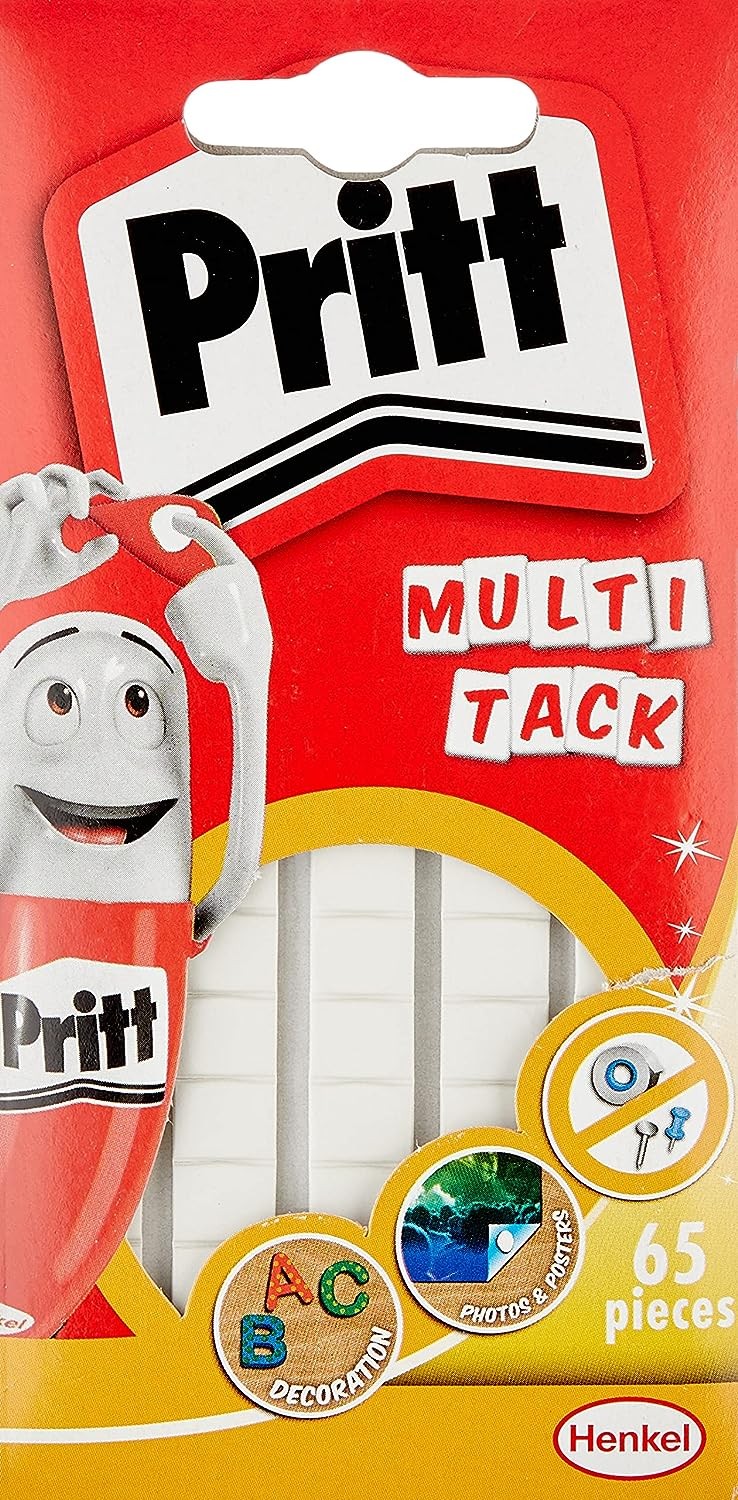 Confezione multitack Pritt da 65 pezzi di mastice adesivo bianco: forte pulito e rimovibile