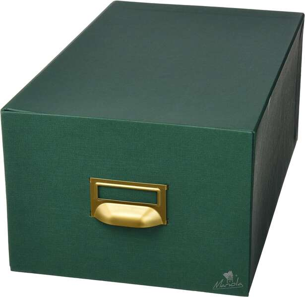 Raccoglitore Mariola in cartone rivestito in Geltex n. 4 per 500 raccoglitori - Misure 220x155x250mm - Resistente e durevole - Colore verde