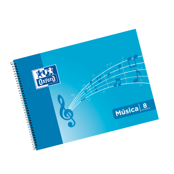 Quaderno musicale a spirale Oxford 4° formato orizzontale 20 fogli - 8 righi spaziatura 2 mm - Copertina morbida - Colore blu