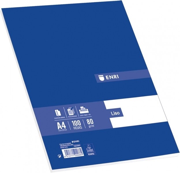 Enri Confezione da 100 fogli A4 lisci - Carta di alta qualità - Colore bianco
