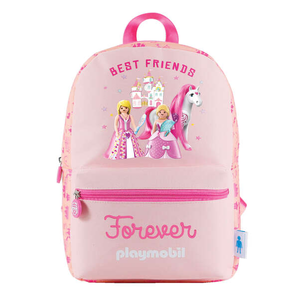 Zaino per bambini Playmobil Princess - Spallacci larghi rinforzati - Ampio scomparto principale con chiusura a cerniera - Tasca interna e frontale con cerniera - Imbottito e rinforzato