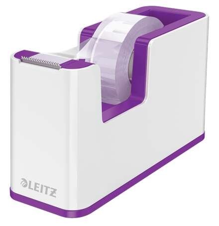 Dispenser di nastro adesivo Leitz WOW - Per rotoli fino a 19 mm x 33 m - Include nastro autoadesivo scrivibile - Colore bianco/viola