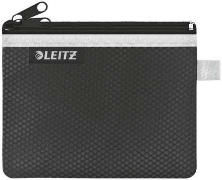 Astuccio Leitz WOW piccolo con 2 scomparti - Dimensioni 105x6x140 mm - Lavabile e resistente - Chiusura con cerniera - Colore nero