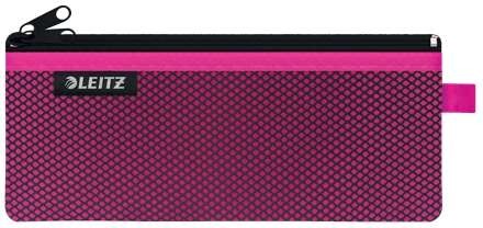 Astuccio Leitz WOW media 2 scomparti - Dimensioni 85x6x210 mm - Lavabile e resistente - Chiusura con cerniera - Colore fucsia