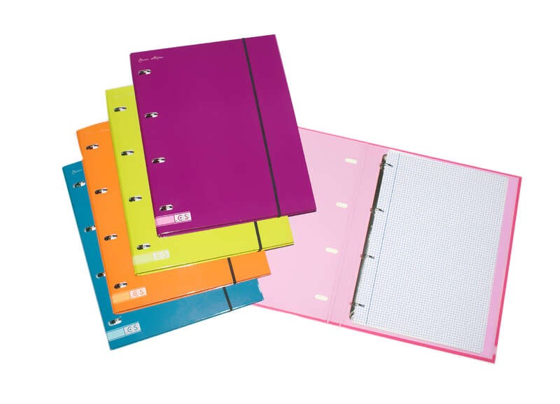 Raccoglitore Ancor Carpetblok A4 a 4 anelli con ricambio quadrato 4x4 mm - Chiusura in gomma - Colori assortiti