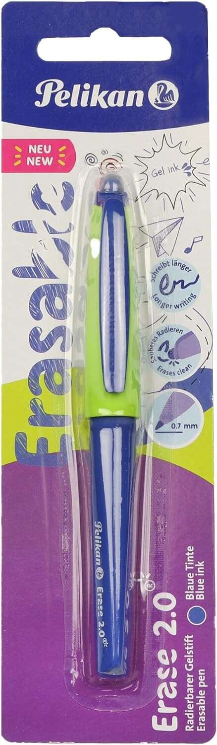 Penna a sfera Pelikan Roller Erase 2.0 - Impugnatura ergonomica anti-fatica - Inchiostro a lunga durata - Corpo dello stesso colore di scrittura - Colore blu