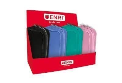 Enri Display da 20 custodie in silicone - Chiusura con cerniera - Maniglia per il trasporto - Colori nero verde acqua blu e rosa
