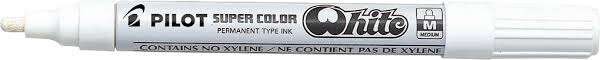 Pilot Super Color Permanent Marker - Punta in poliacetale da 45 mm - Inchiostro molto denso e opaco - Corpo in metallo - Colore bianco