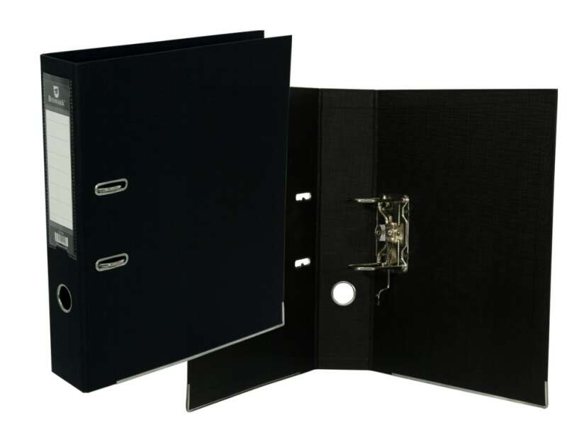 Raccoglitore Bismark AZ Folio - PVC resistente - Porta biglietti da visita sul dorso - Raccoglitori metallici sul bordo inferiore - Meccanismo a leva - Nero