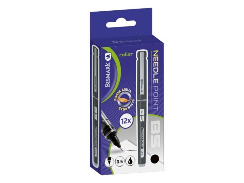 Penna a sfera con inchiostro liquido Bismark punta ad ago scrittura fluida alta precisione colore nero