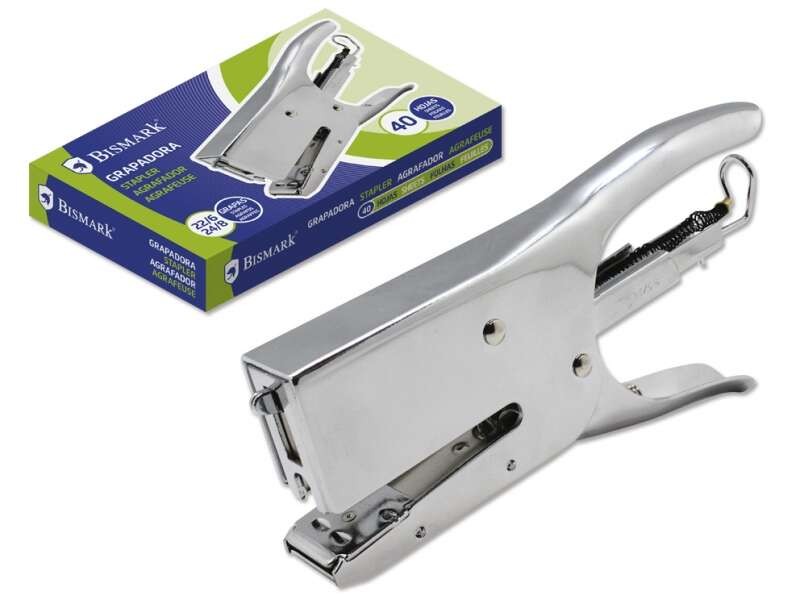 Pinzatrice a pinza cromata Bismark 40H - Capacità 40 fogli - Design ergonomico - Elevata durata - Colore argento