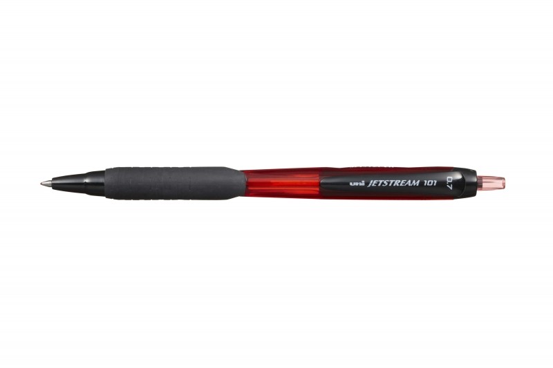 Penna a sfera Uni-ball JetStream 101 - Punta a sfera da 07 mm - Tratto circa 035 mm - Inchiostro ad asciugatura istantanea - Impugnatura in gomma - Rosso