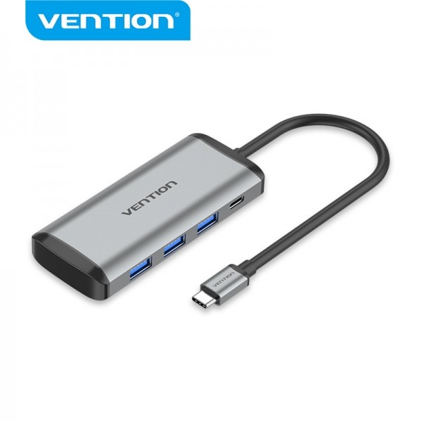 Vention HUB 6 in 1 da USB-C a 3xUSB3.0/TF/SD/PD - 015 m - Alluminio grigio
