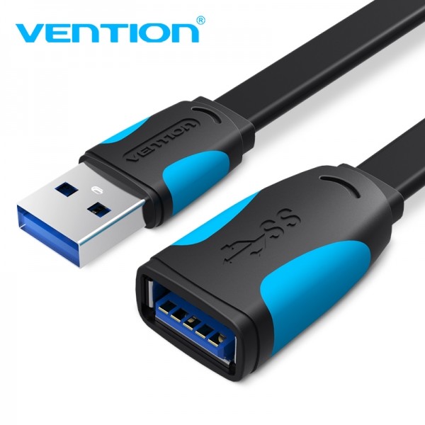 Cavo di prolunga piatto USB 3.0 Vention - Maschio a USB Femmina - 1 m - Nero e Blu