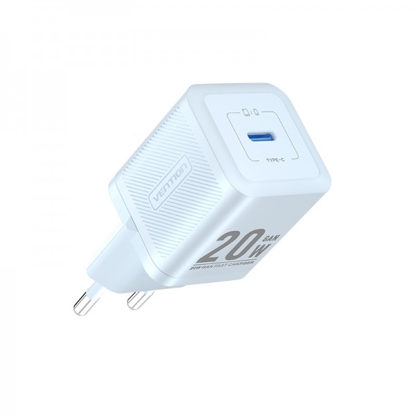 Caricatore da muro Vention GaN USB-C da 20 W - Ricarica rapida UE - Colore bianco