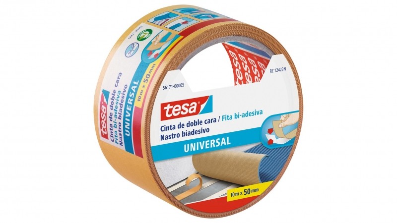 Nastro adesivo biadesivo universale Tesa 50 mm x 10 metri - Per fissare tappeti su diverse superfici - Per lavori artigianali e decorazioni - Colore bianco