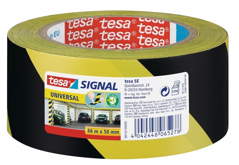 Nastro adesivo di marcatura Tesa 50mm x 66m - Ideale per marcare ostacoli permanenti - Adesivo senza solventi - Giallo/Nero