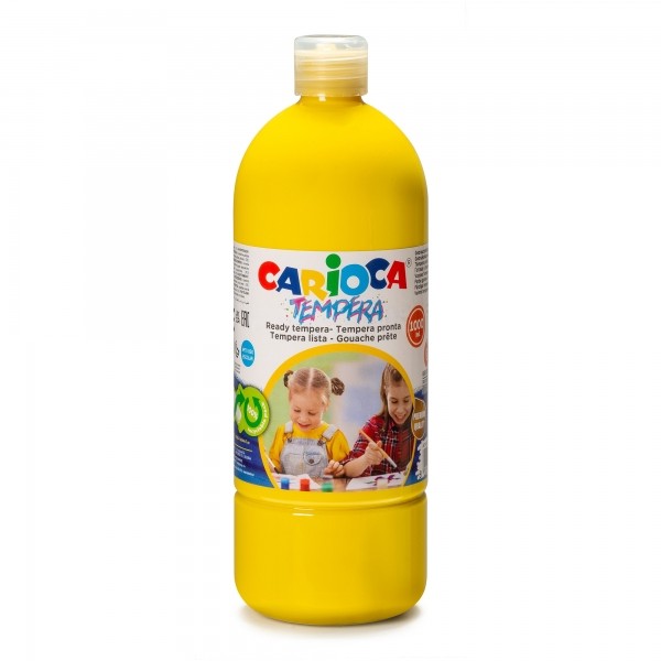 Tempera Carioca Flacone - 1000ml - Colori Super Lavabili - Facili da Miscelare - Applicabili su Materiali Porosi - Elevata Opacità - Colore Giallo