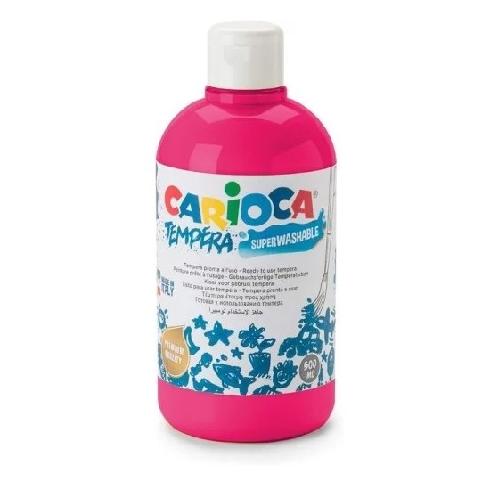 Tempera Carioca Bottle - Colori Super Lavabili - Facili da Miscelare - Elevata Opacità - Applicabili su Materiali Porosi - Colore Rosa