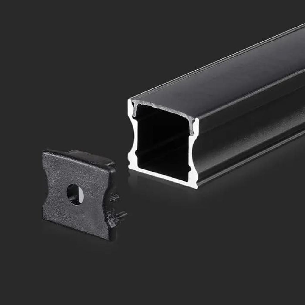 V-TAC Profilo in Alluminio Colore Nero per Strip LED 2000 x 172 x 144mm