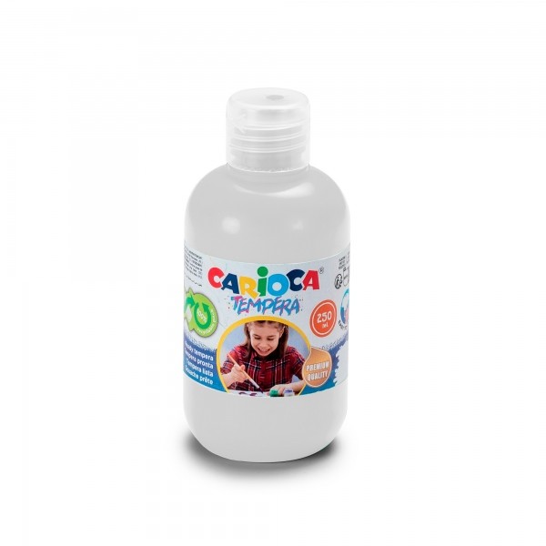 Tempera Carioca Flacone - 250ml - Colori Super Lavabili - Facili da Miscelare - Applicabili su Materiali Porosi - Elevata Opacità - Bianco - Colore Bianco