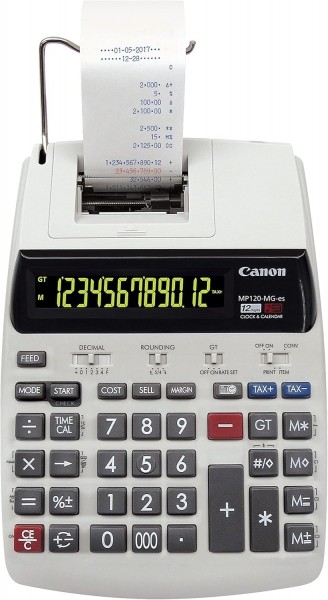 Calcolatrice scrivente Canon MP120-MG-ES con display LCD a 1 riga e 12 cifre - Stampa in nero e rosso - Tastiera spaziosa